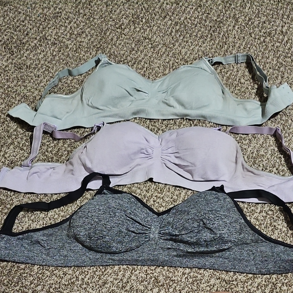 Nursing Bra Set - Gray, Black, Lavender